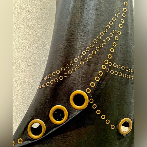 Rare Y2K Caribbean Queen Black and Gold Grommets and Studs Dress - Picture 12 of 14